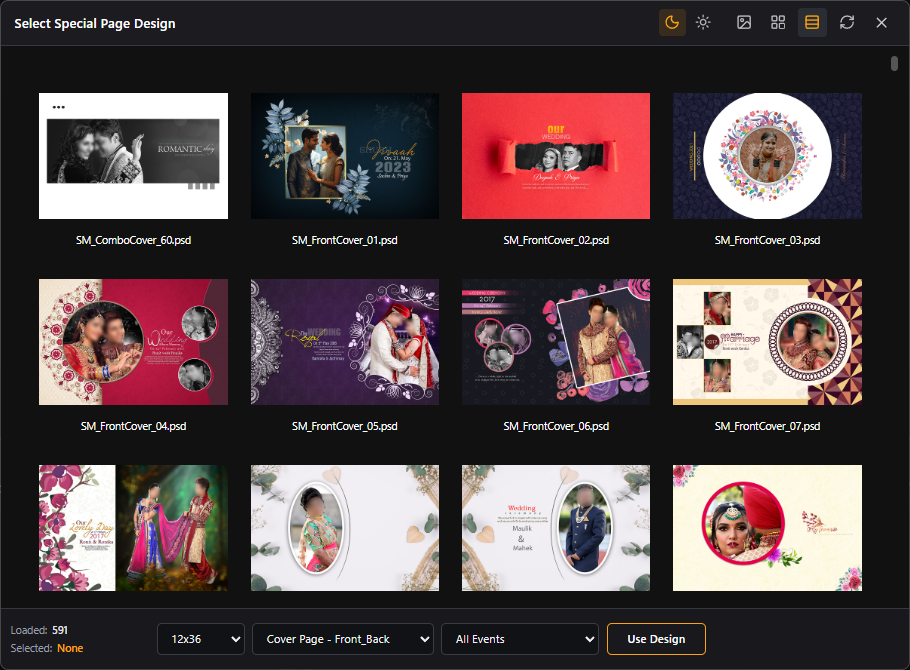 Special page design gallery — dark